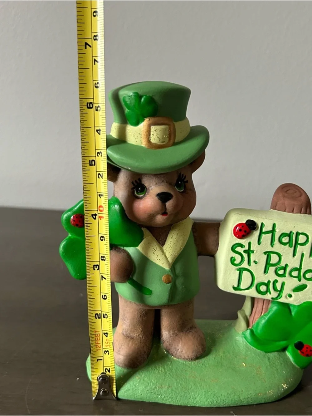 Painted Clay Magic 2480 Ceramic Happy St, Paddy’s Day Bear